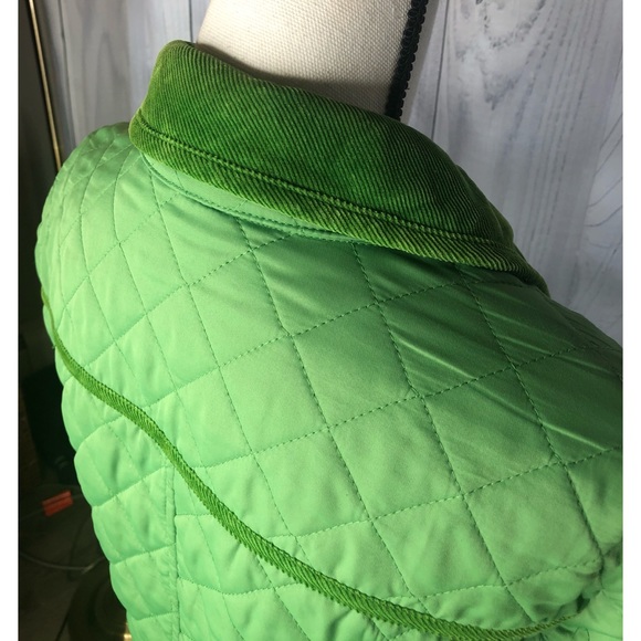 Boden Quilted Button Down Jacket Corduroy Trim Green Sz 6 - Picture 8 of 12